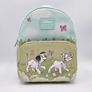 Loungefly Disney 101 Dalmatians Flower Field Butterflies Mini Green Backpack Bag